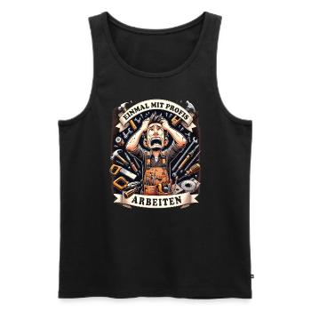 Handwerker Einmal Mit Profis Arbeiten - Männer Premium Bio Tank Top - Schwarz - Vorne - Michal (187cm)