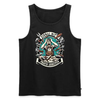 Craftsmen work with professionals for once - Men's Premium Organic Tank Top - black - Front - Michal (187cm)