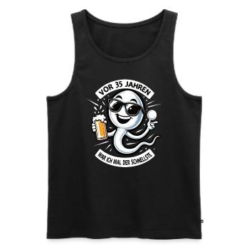 Vor 35 Jahren War Ich Schnellste - Männer Premium Bio Tank Top - Schwarz - Vorne - Michal (187cm)