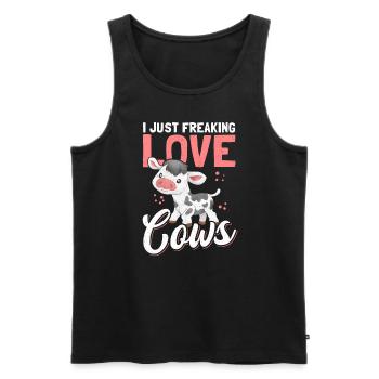 Cow Cow Lover Funny Cows Gift - Men's Premium Organic Tank Top - black - Front - Michal (187cm)