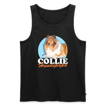 Collie chien papa cheveux longs Collie chien cadeau - Débardeur bio Premium Homme - noir - Devant - AI Model Male 178 light (178cm)