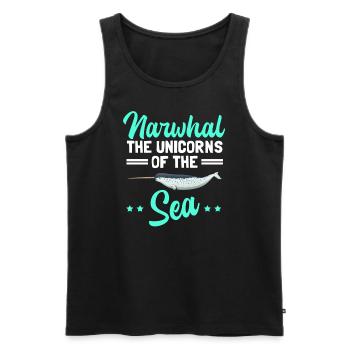Baleine narval | Narvals Baleines Narval Cadeau - Débardeur bio Premium Homme - noir - Devant - Michal (187cm)