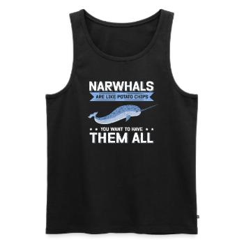 Narval Baleine | Narval baleines Narval cadeau - Débardeur bio Premium Homme - noir - Devant - Michal (187cm)