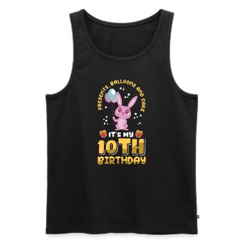 10e anniversaire 10 ans Cadeau Idée Cadeau - Débardeur bio Premium Homme - noir - Devant - Michal (187cm)