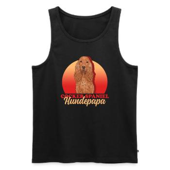 Cocker Spaniel chien papa | Cadeau Cocker Spaniel - Débardeur bio Premium Homme - noir - Devant - AI Model Male 178 light (178cm)
