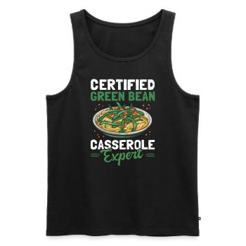Casserole de haricots verts Casserole de haricots cadeau - Débardeur bio Premium Homme - noir - Devant - AI Model Male 178 light (178cm)