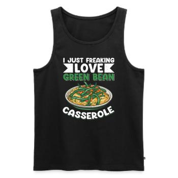 Cadeau de casserole de haricots verts - Débardeur bio Premium Homme - noir - Devant - Michal (187cm)