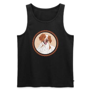 Brittany Epagneul Breton Pointing Dog Gift - Men's Premium Organic Tank Top - black - Front - Michal (187cm)