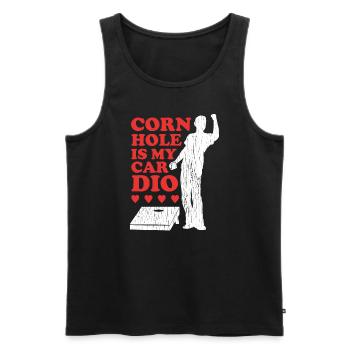Cornhole Player Bean Bag Blind Hole Cadeau - Débardeur bio Premium Homme - noir - Devant - Michal (187cm)