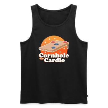 Joueur de cornhole | Cadeau de trou borgne de pouf - Débardeur bio Premium Homme - noir - Devant - Michal (187cm)