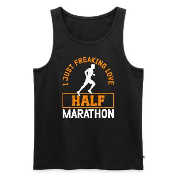 Demi-marathon Cadeau pour coureur de semi-marathon - Débardeur bio Premium Homme - noir - Devant - AI Model Male 178 light (178cm)