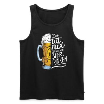 Il ne fait rien, il veut juste boire de la bière - Débardeur bio Premium Homme - noir - Devant - Michal (187cm)