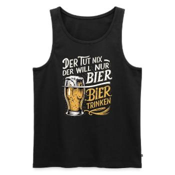 Il ne fait rien, il veut juste boire de la bière - Débardeur bio Premium Homme - noir - Devant - Michal (187cm)