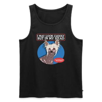 Chinese Crested Chinese Crested Dog Gift - Men's Premium Organic Tank Top - black - Front - AI Model Male 178 light (178cm)