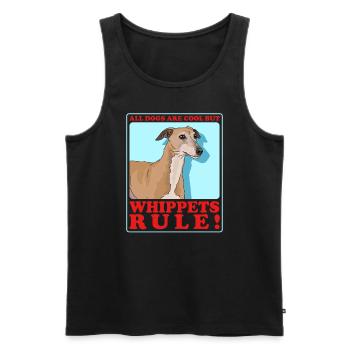 Whippet Petit lévrier anglais Cadeau - Débardeur bio Premium Homme - noir - Devant - Michal (187cm)