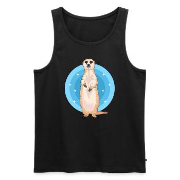 Suricate Mignon Cadeau de suricate - Débardeur bio Premium Homme - noir - Devant - AI Model Male 178 light (178cm)