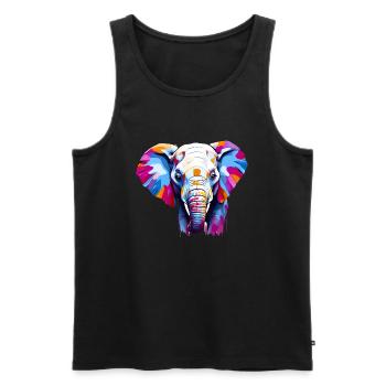 Beautiful elephant head. Vibrant elephant portrait - Men's Premium Organic Tank Top - black - Front - Michal (187cm)