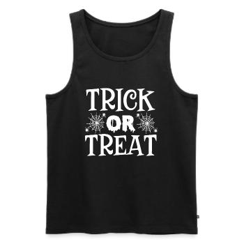 TRICK OR TREAT - Men's Premium Organic Tank Top - black - Front - AI Model Male 178 light (178cm)