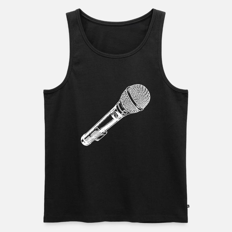 Mikrofon Hand gezeichnet - Männer Premium Bio Tank Top - Schwarz