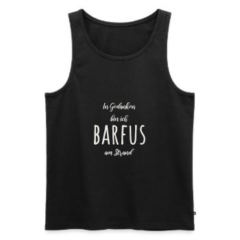 In Gedanken bin ich barfuß am Strand Beach Spruch - Männer Premium Bio Tank Top - Schwarz - Vorne - Michal (187cm)
