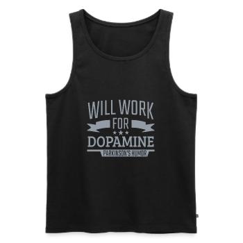 Parkinson Will Work For Dopamine Parkinson's Humor - Men's Premium Organic Tank Top - black - Front - AI Model Male 178 light (178cm)