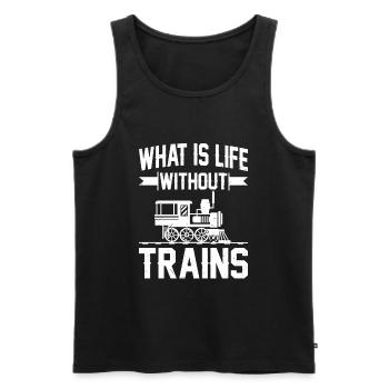 Conducteur de train Qu’est-ce que la vie sans trains - Débardeur bio Premium Homme - noir - Devant - AI Model Male 178 light (178cm)