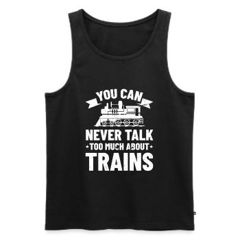 Les conducteurs de train ne parlent jamais trop des trains - Débardeur bio Premium Homme - noir - Devant - AI Model Male 178 light (178cm)