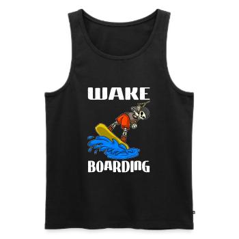 Wakeboarder Skeleton sur le wakeboard - Débardeur bio Premium Homme - noir - Devant - Michal (187cm)