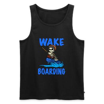 Wakeboarder Skeleton sur le wakeboard - Débardeur bio Premium Homme - noir - Devant - Michal (187cm)