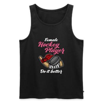 Eishockeyspielerin Weibliche Hockeyspielerin - Männer Premium Bio Tank Top - Schwarz - Vorne - Michal (187cm)