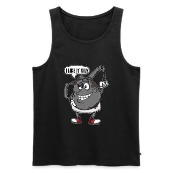 Oil Can I Like It Oily Car Mechanic - Men's Premium Organic Tank Top - black - Front - Michal (187cm)
