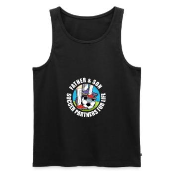 Fußballspieler Vater und Sohn Fußballpartner Fußball Fußball - Männer Premium Bio Tank Top - Schwarz - Vorne - Michal (187cm)