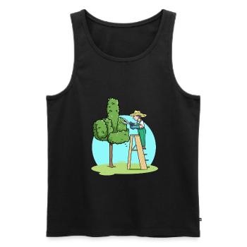 Gartengärtner Schnitthecke Mittelfinger Gartenarbeit - Männer Premium Bio Tank Top - Schwarz - Vorne - Michal (187cm)