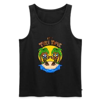 It's Tiki Time Head Tiki Hawaiian Hawaii Luau - Men's Premium Organic Tank Top - black - Front - AI Model Male 178 light (178cm)