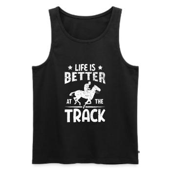 Life Is Better At The Track Horse Race - Men's Premium Organic Tank Top - black - Front - Michal (187cm)