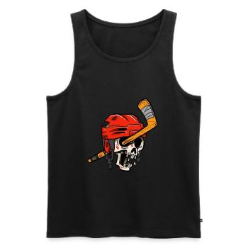 Joueur de hockey sur glace Skull Skeleton Hockey - Débardeur bio Premium Homme - noir - Devant - Michal (187cm)