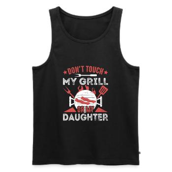 Berühren Sie nicht meinen Grill oder meine Tochter grillt BBQ - Männer Premium Bio Tank Top - Schwarz - Vorne - Michal (187cm)