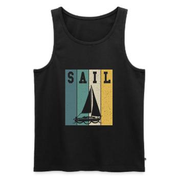 Sailor Sunset Voilier Skipper Capitaine Voile - Débardeur bio Premium Homme - noir - Devant - AI Model Male 178 light (178cm)