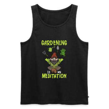 Gardeing Is My Meditation Garden Gnome Gardening - Men's Premium Organic Tank Top - black - Front - Michal (187cm)