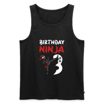 Birthday Party 3 Years Old Japanese Ninja Birthday - Men's Premium Organic Tank Top - black - Front - Michal (187cm)