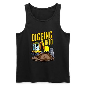 Baggerfahrer gräbt sich in 4-Geburtstagsbagger - Männer Premium Bio Tank Top - Schwarz - Vorne - AI Model Male 178 light (178cm)