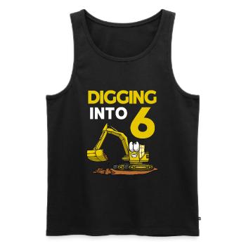 Baggerfahrer gräbt sich in Bagger zum 6. Geburtstag - Männer Premium Bio Tank Top - Schwarz - Vorne - AI Model Male 178 light (178cm)