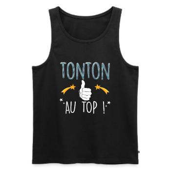 Tonton Au Top Du Top Mon Tonton Génial - Débardeur bio Premium Homme - noir - Devant - Michal (187cm)