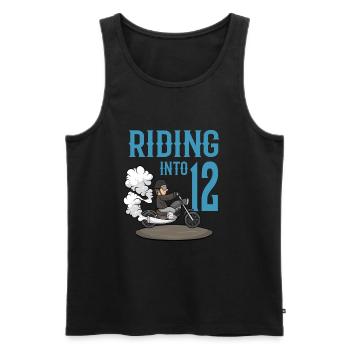 Motorcyclist Riding Into 12 Motorcycle Birthday - Men's Premium Organic Tank Top - black - Front - AI Model Male 178 light (178cm)