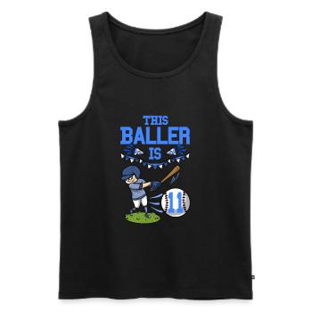 Le joueur de baseball Baller a 11 ans de baseball - Débardeur bio Premium Homme - noir - Devant - Michal (187cm)