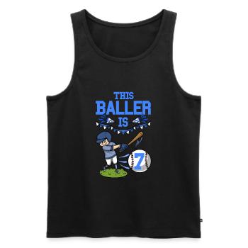 Joueur de baseball Ce joueur a 7 ans de baseball - Débardeur bio Premium Homme - noir - Devant - Michal (187cm)