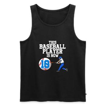 Joueur de baseball Ce joueur a 10 ans - Débardeur bio Premium Homme - noir - Devant - Michal (187cm)