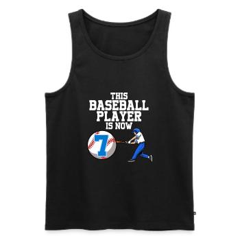 Joueur de baseball Ce joueur a 7 ans de baseball - Débardeur bio Premium Homme - noir - Devant - Michal (187cm)