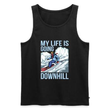 Ski My Life Is Going Downhill Snow Skiing - Männer Premium Bio Tank Top - Schwarz - Vorne - AI Model Male 178 light (178cm)