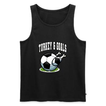Thanksgiving Soccer Turkey And Goals - Men's Premium Organic Tank Top - black - Front - Michal (187cm)